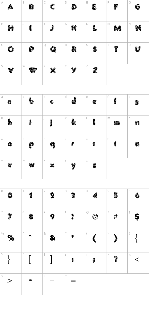 Prison Wire 1 character map