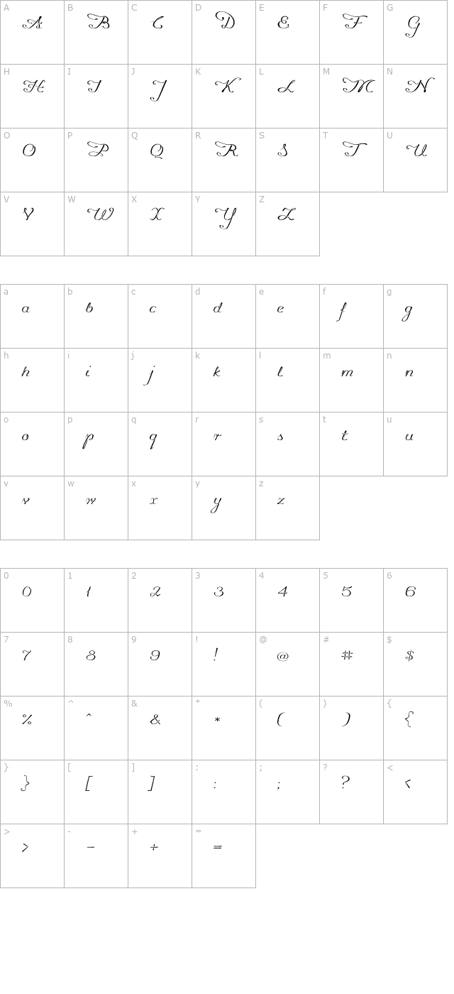 Promocyja Regular OTF character map