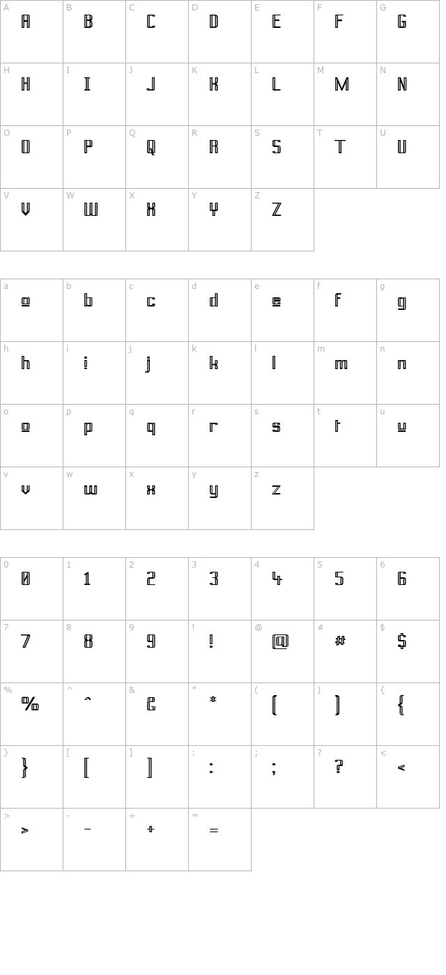 Prussian Brew Upper character map