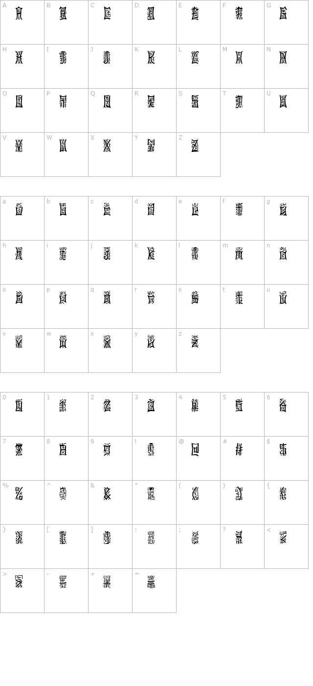 pseudochinese-becker character map