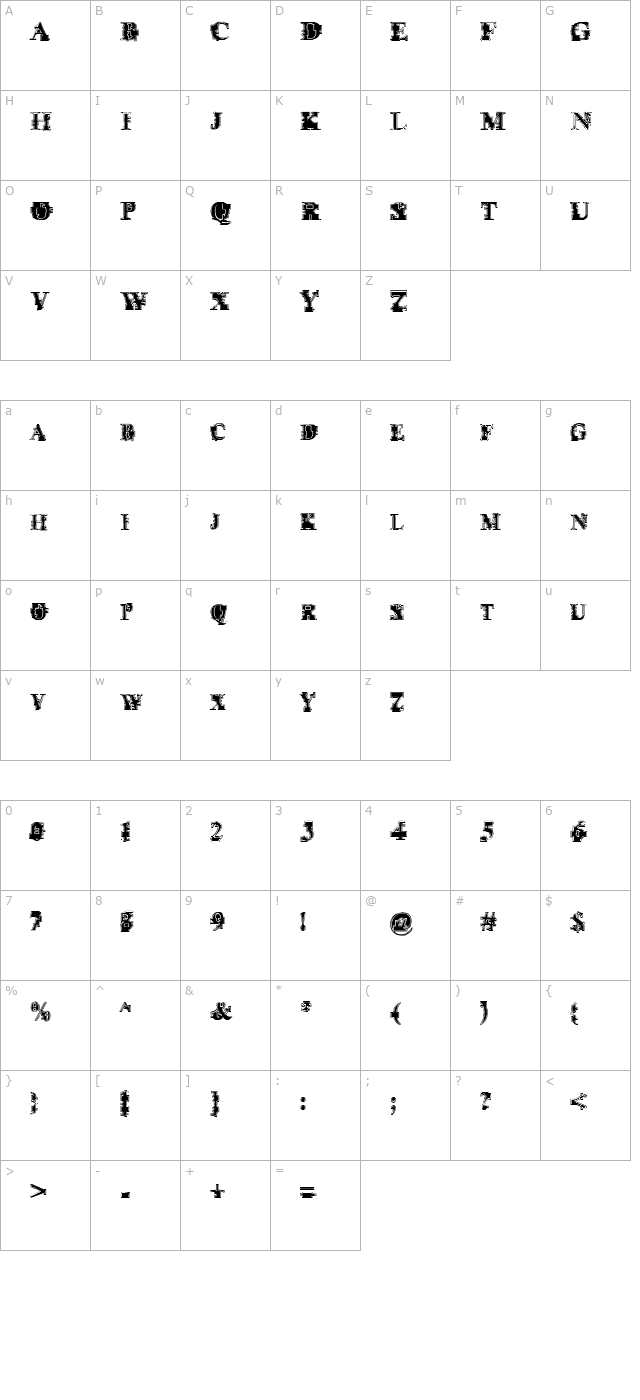 Psi Borgz Street Scrawl character map