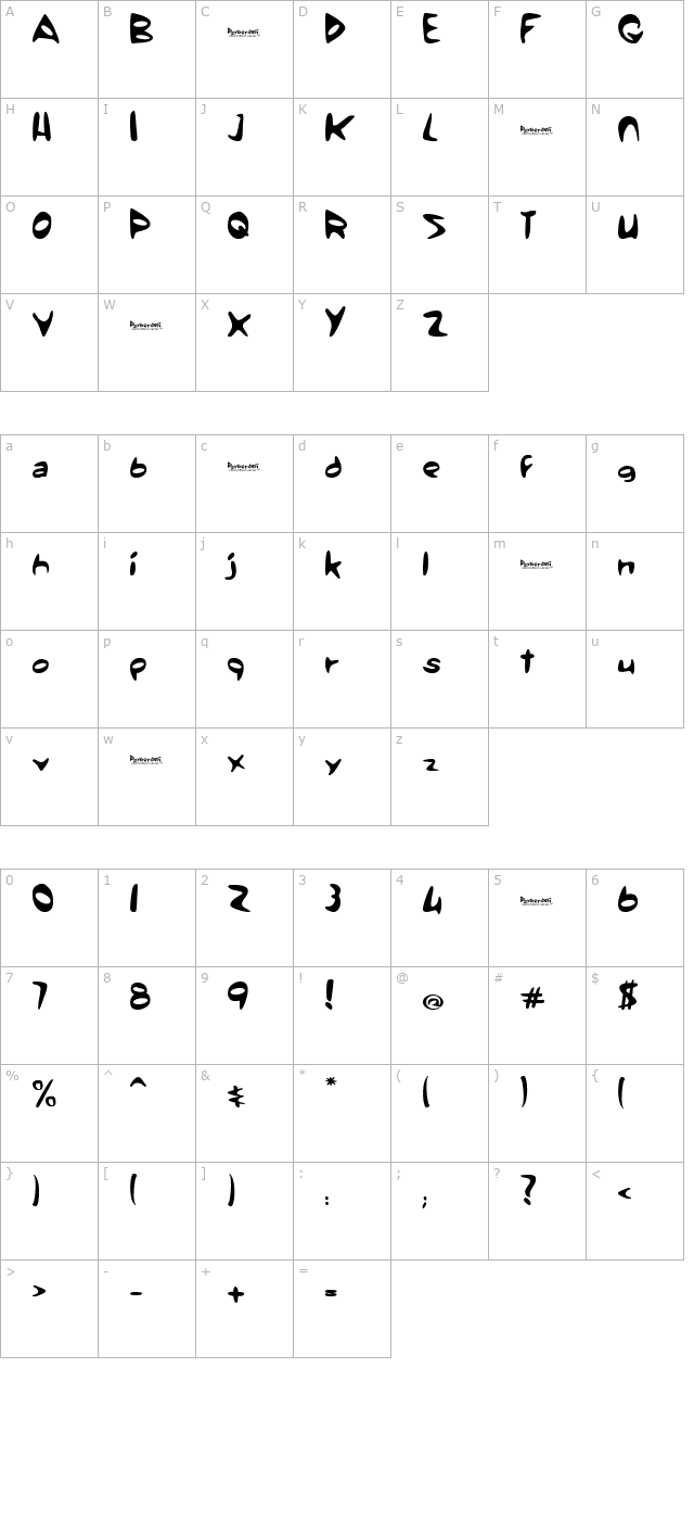 Psyberdeli character map