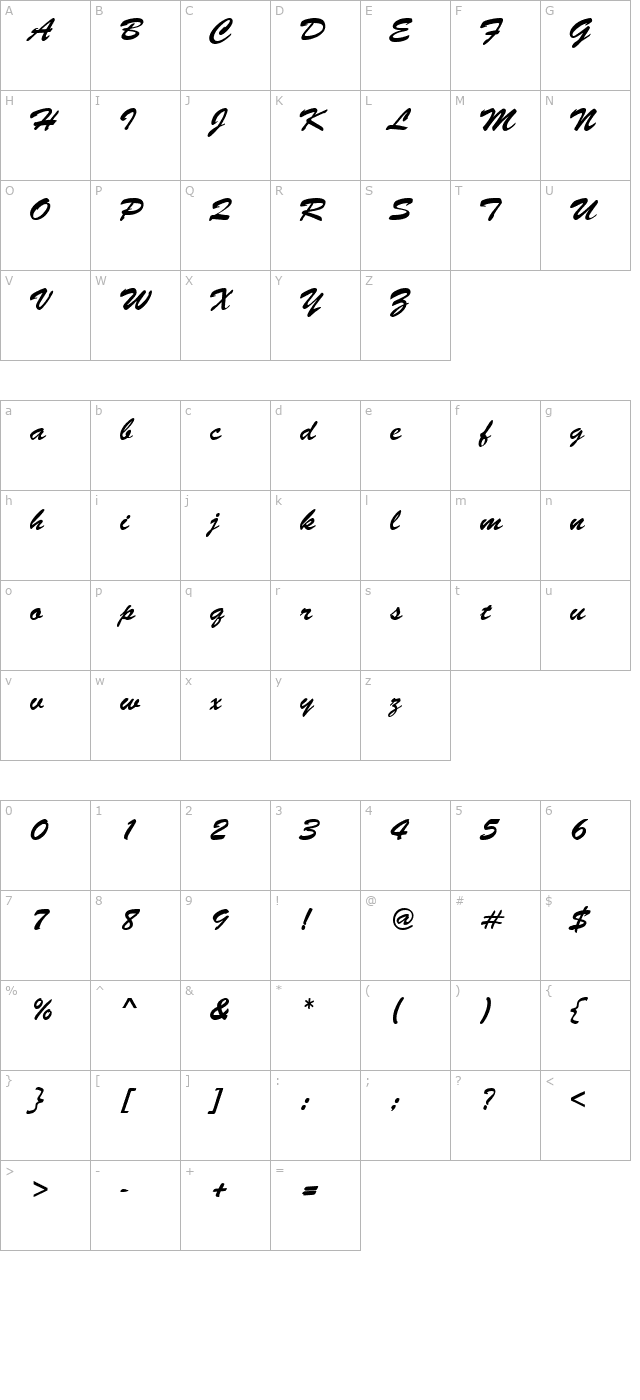 PT Angelica character map