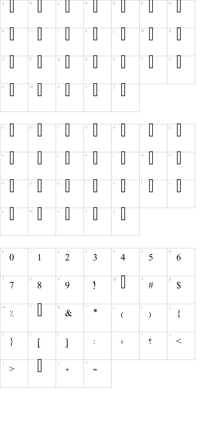 PT Bold Broken character map