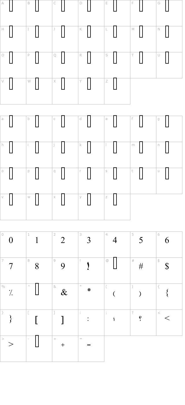 pt-bold-dusky character map