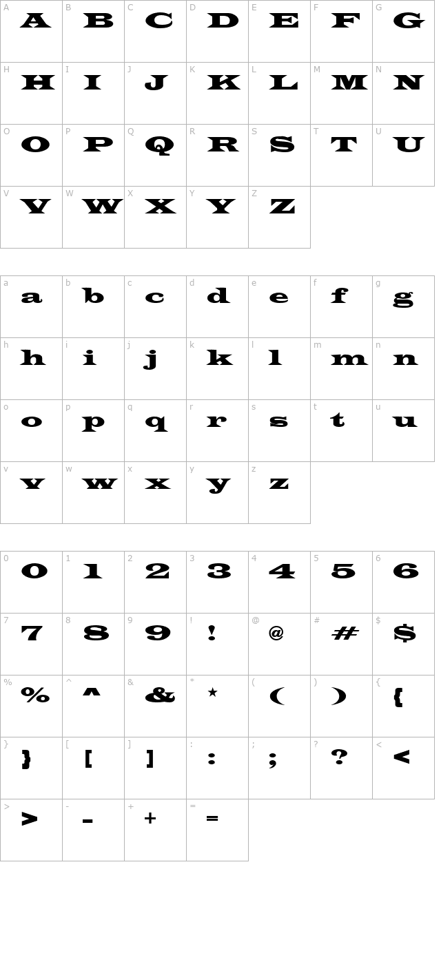 PT Broadcast character map