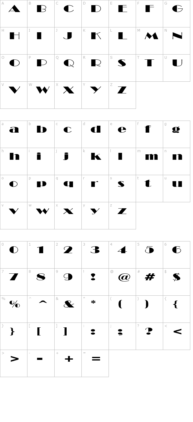 PT Capone Extended character map