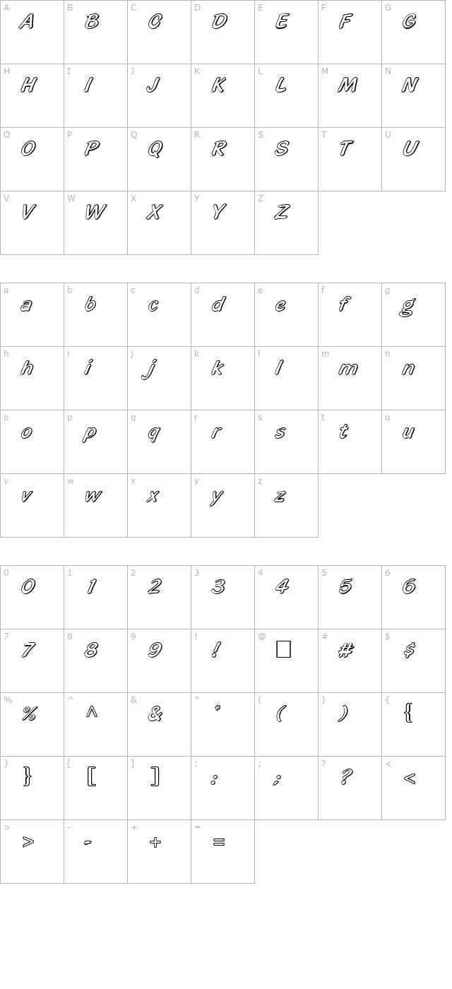 PT Cookie Cutter character map