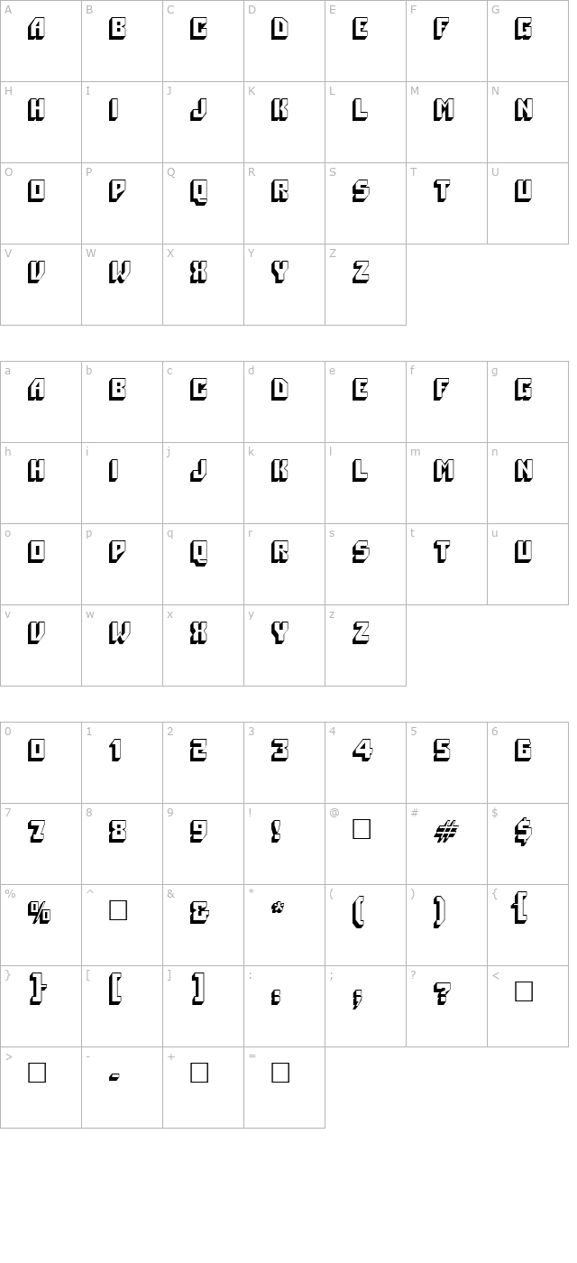 PT Flattop character map