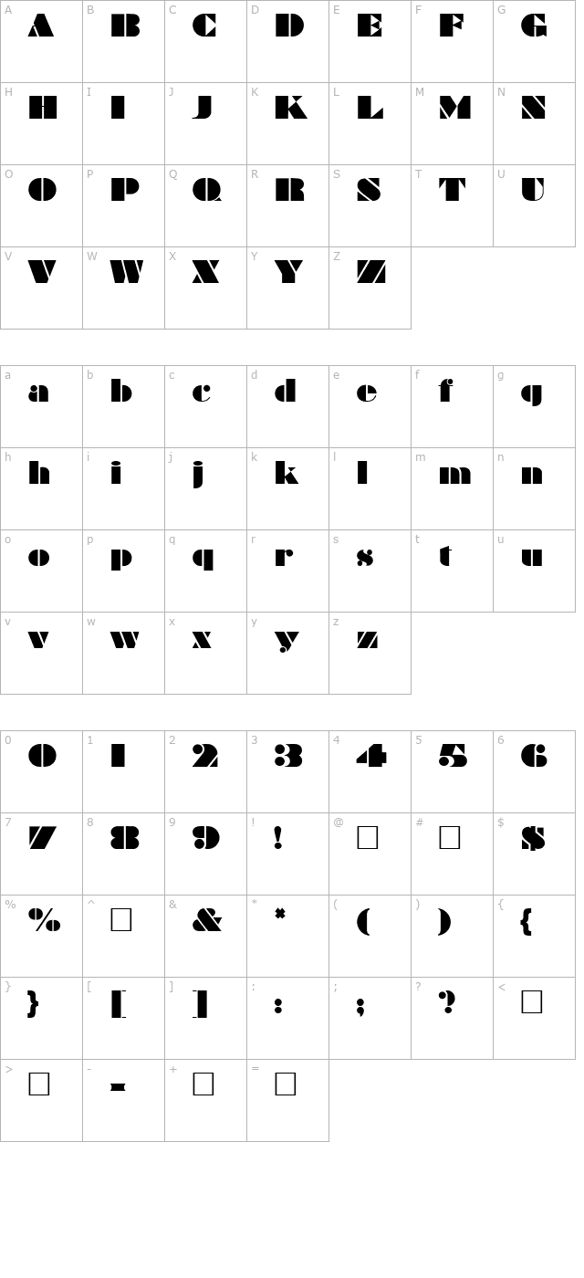 PT Footlocker character map