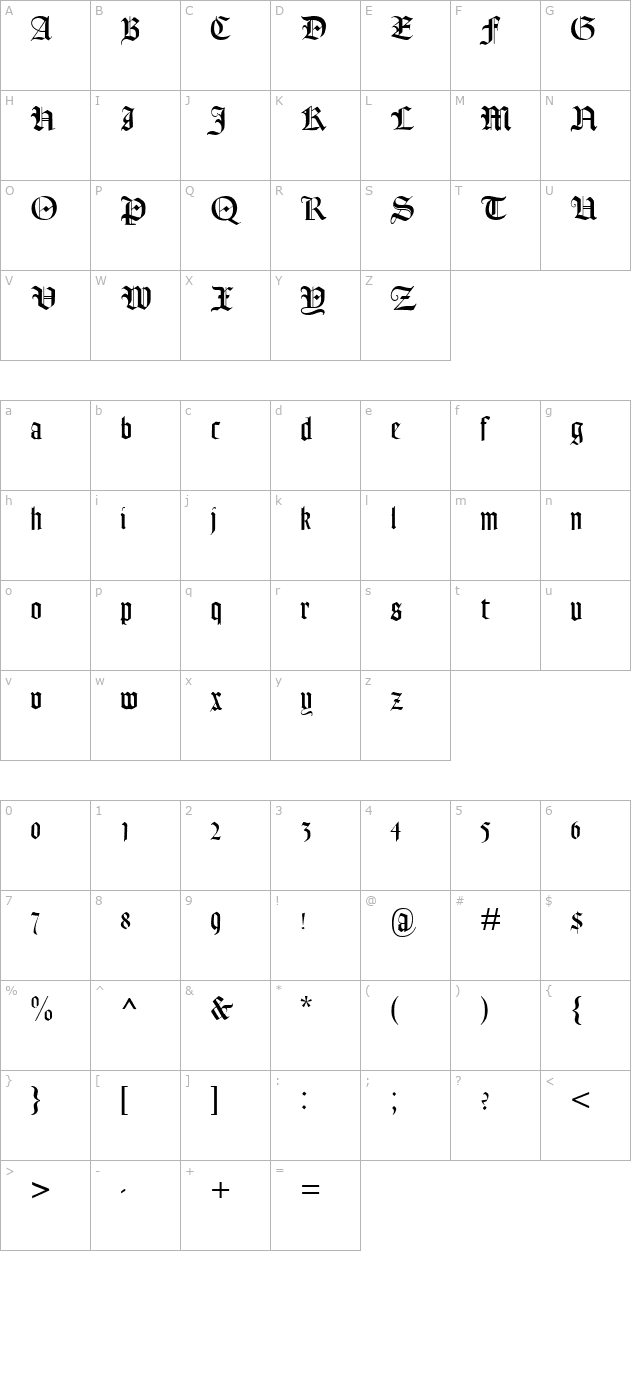 PT Lohengrin character map