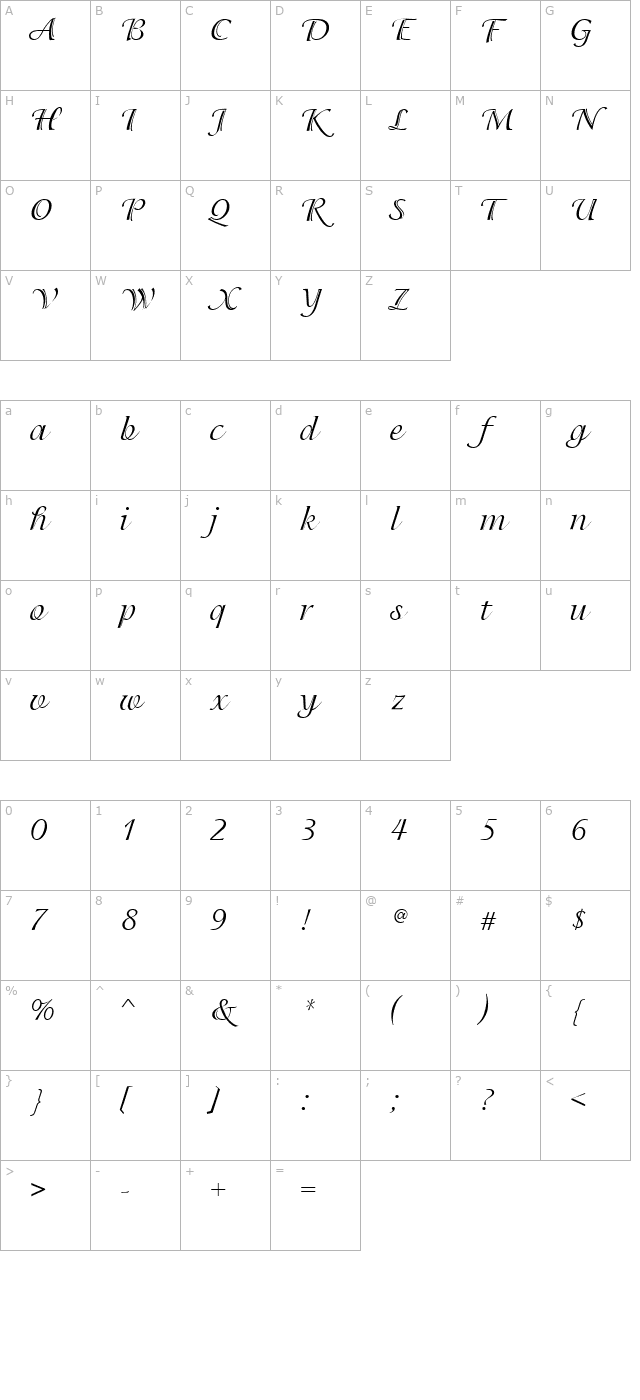 PT Tassel character map