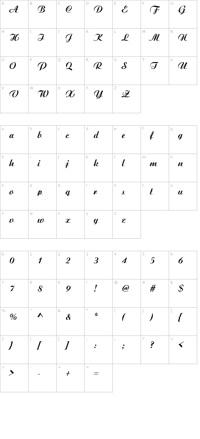 PT Valentine character map