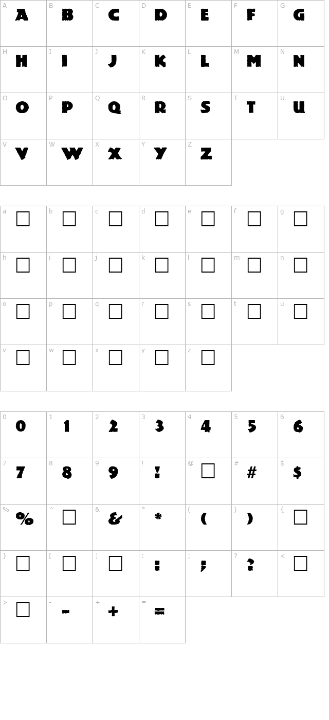 Publicity Regular character map