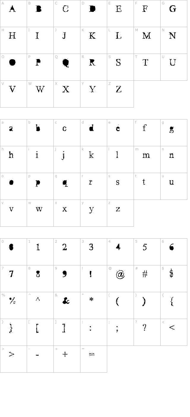 Pudmonkey Regular character map