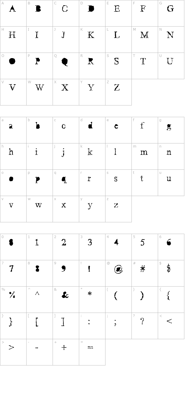 Pudmonkey ShrapnelFree character map