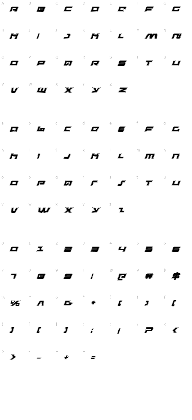 pulse-rifle-academy-italic character map