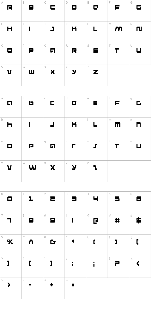 Pulse Rifle Condensed character map