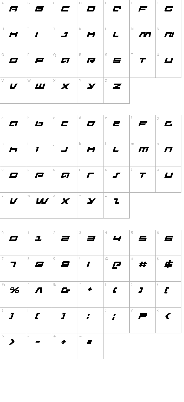 pulse-rifle-italic character map