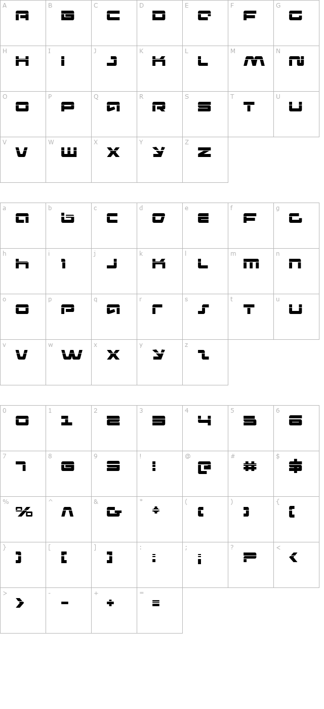 Pulse Rifle Laser character map