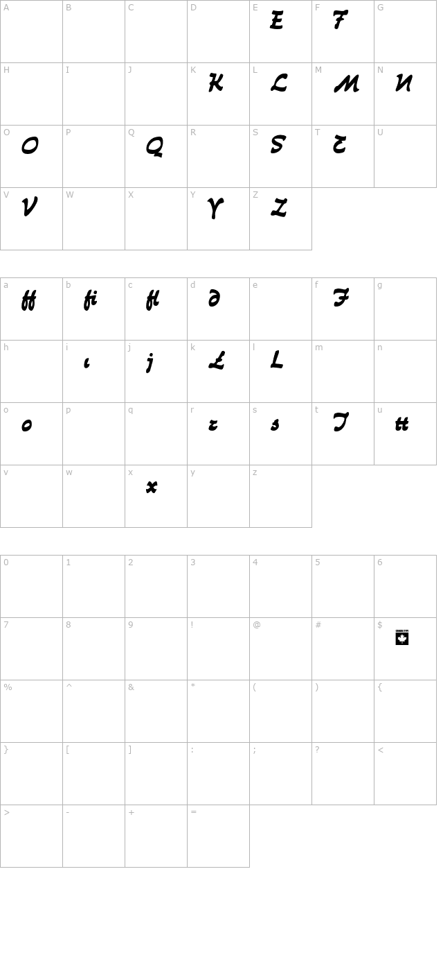 Puma Alt character map