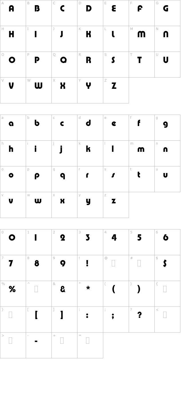 PumpDemiBoldPlain character map