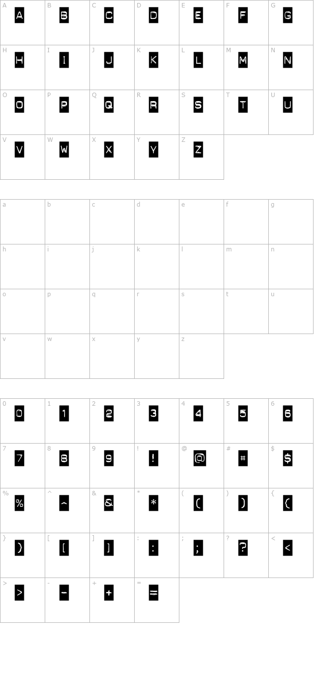 punch-label character map