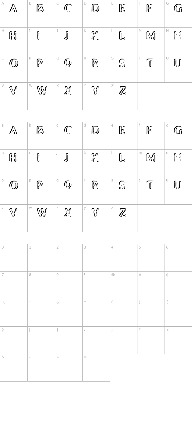 Punched Stub character map