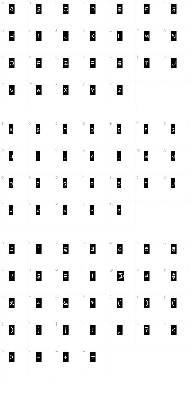 punchlabel character map