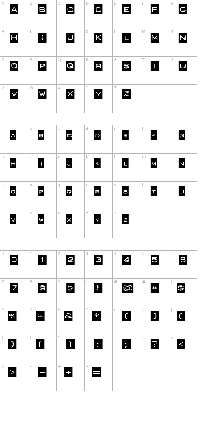 PunchLabelExtended character map