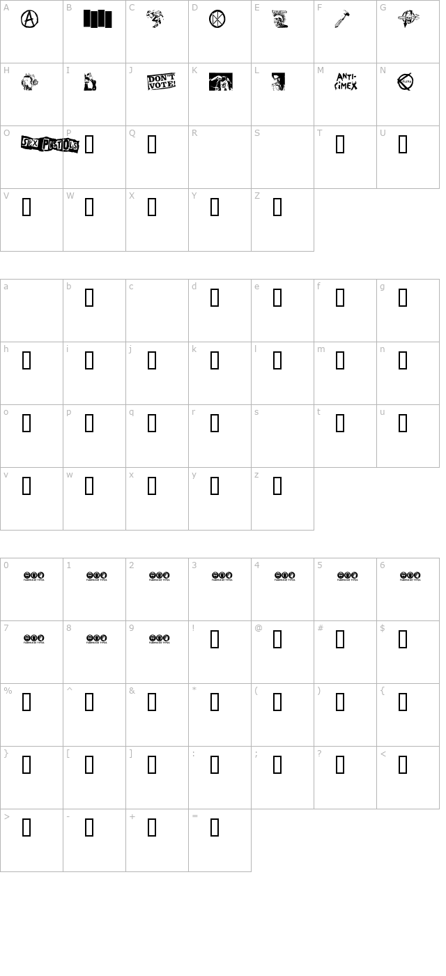 punk-dingbats character map