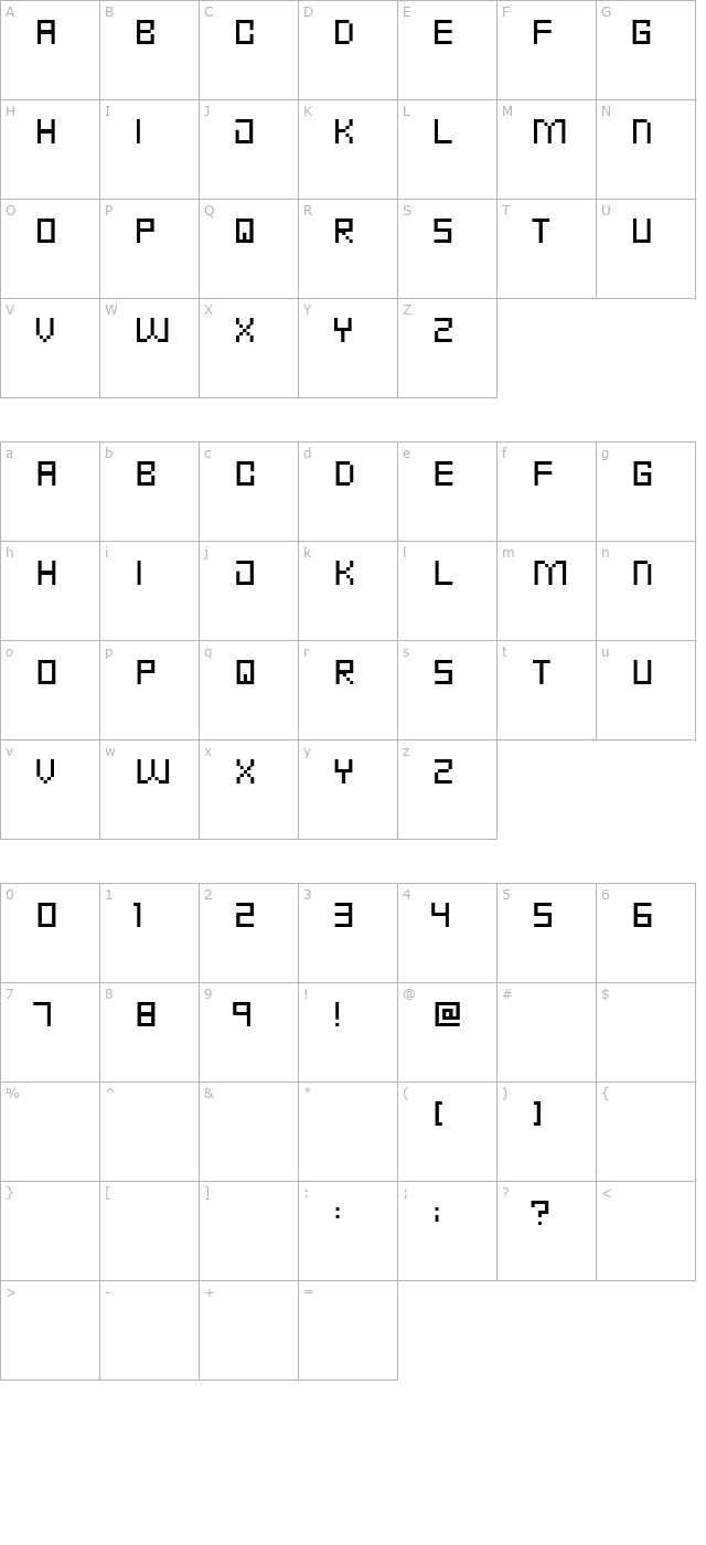 punk-rock-font character map