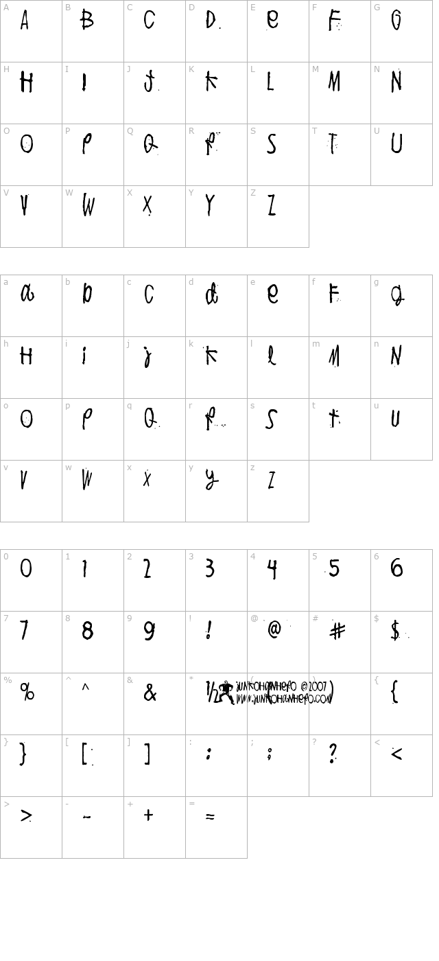 puoli-ihminen character map