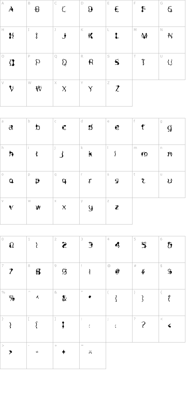 Purple Burple character map