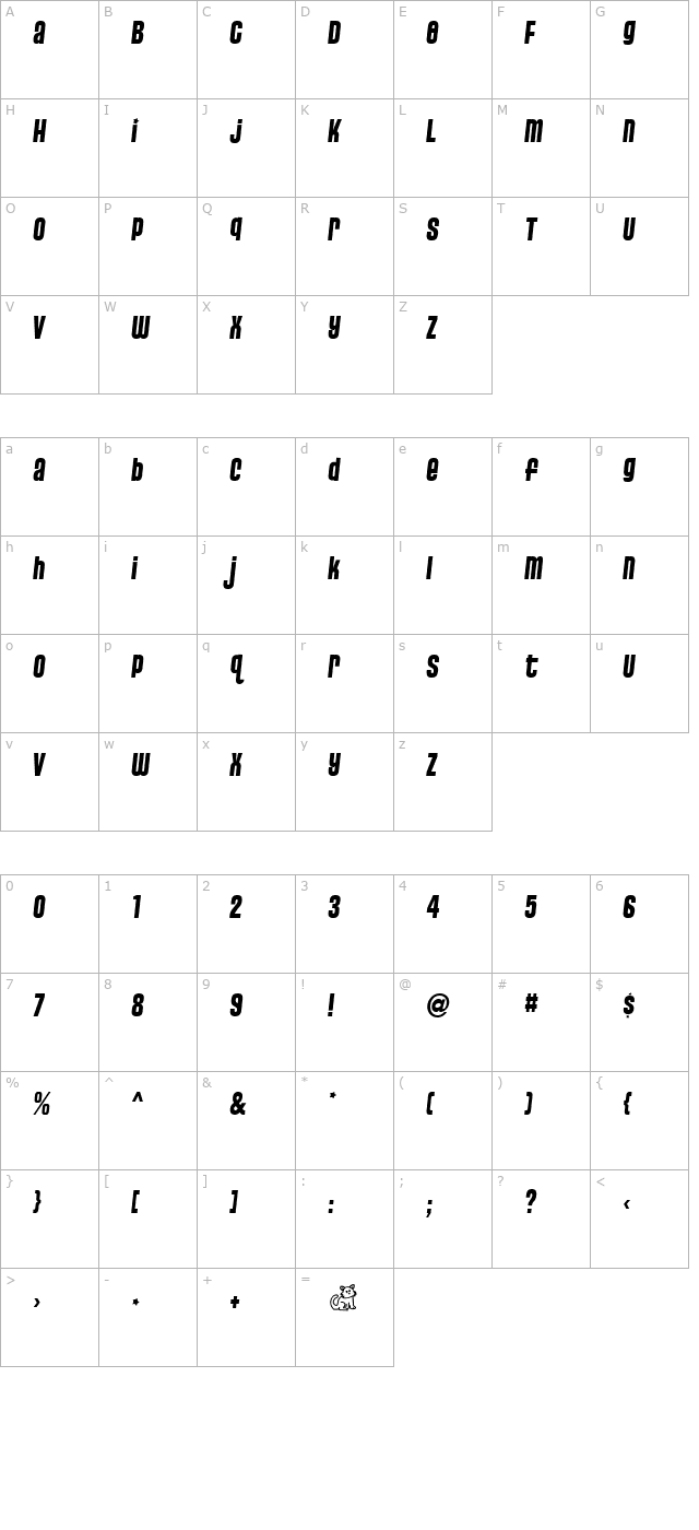 Pussycat Sassy character map