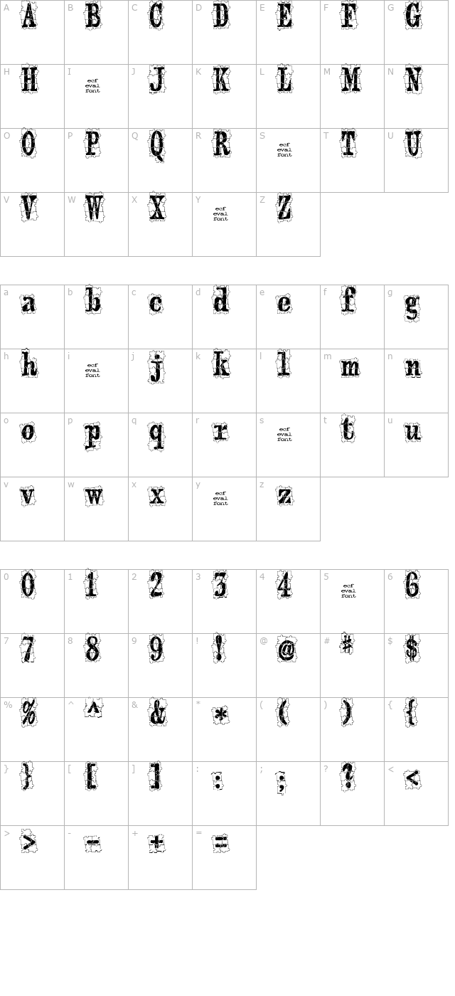 puzzleface (eval) character map