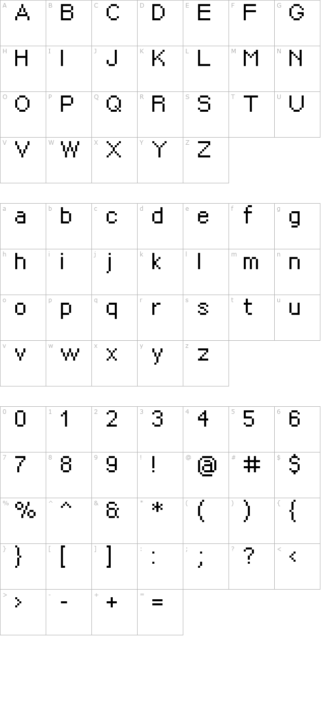 px-sans-nouveaux character map