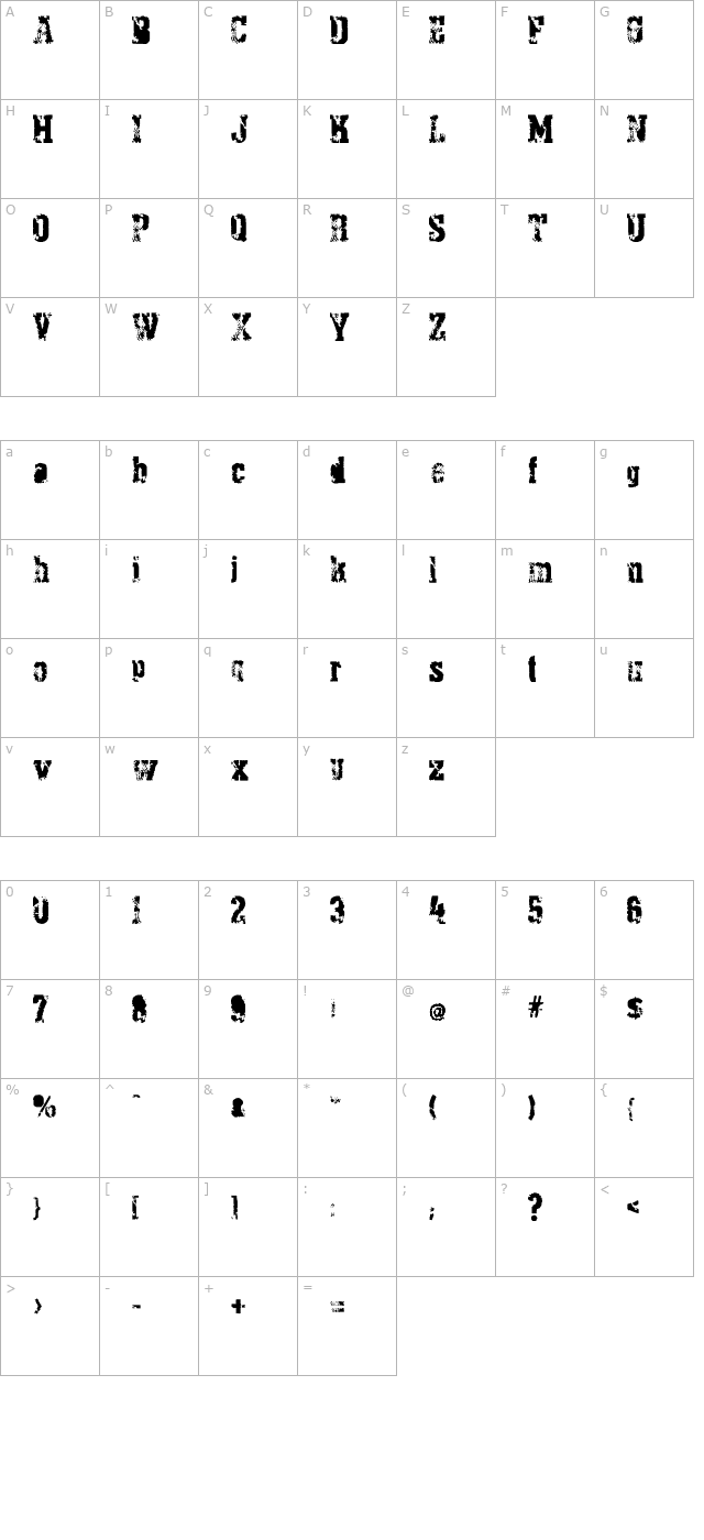 PythonianDeluxe OTF character map