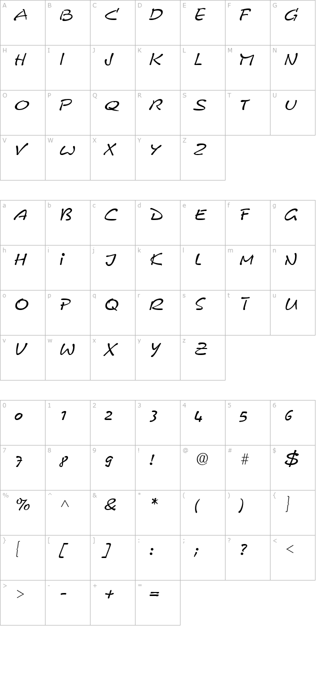 pyxidium-quick-regular character map