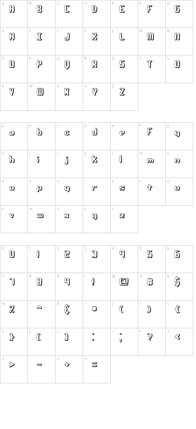 Qlumpy Shadow -BRK- character map