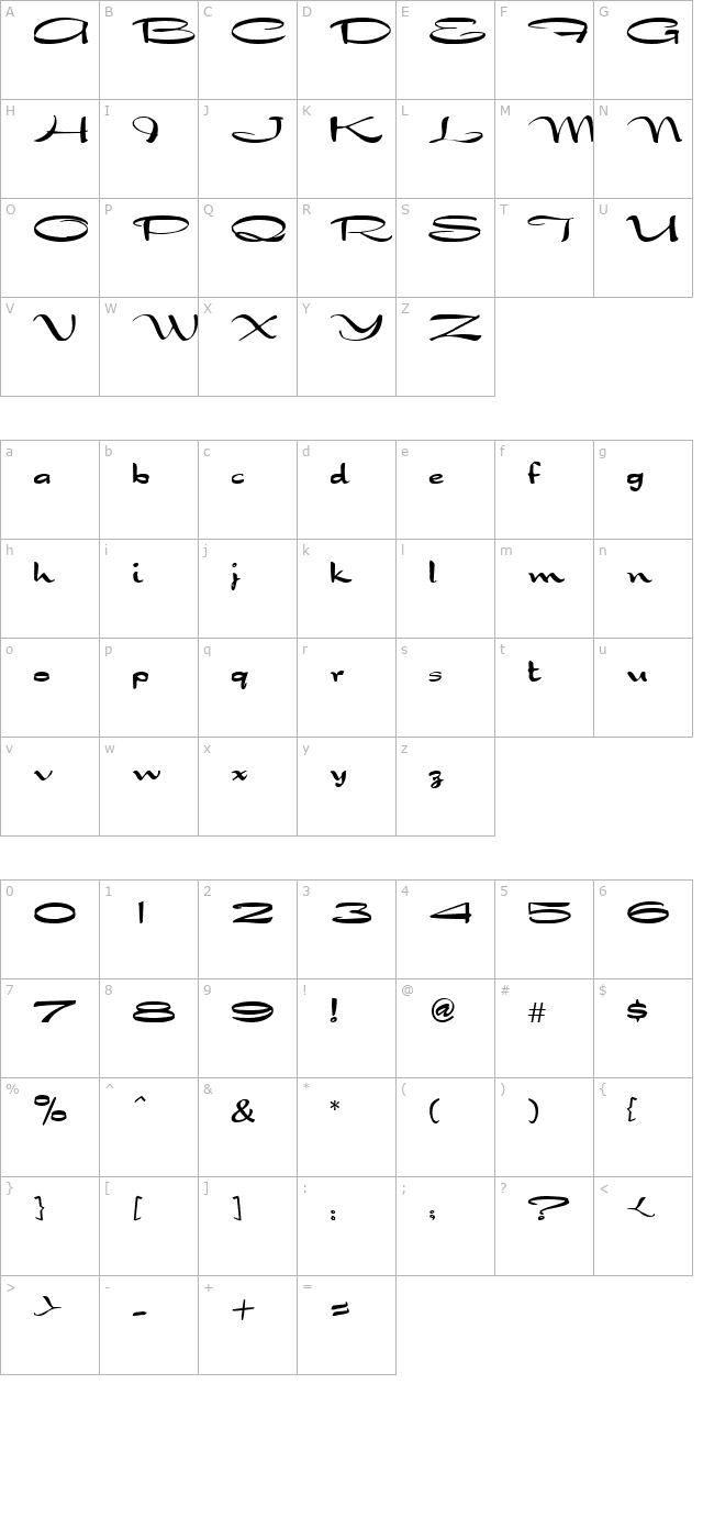 QTArabian Regular character map