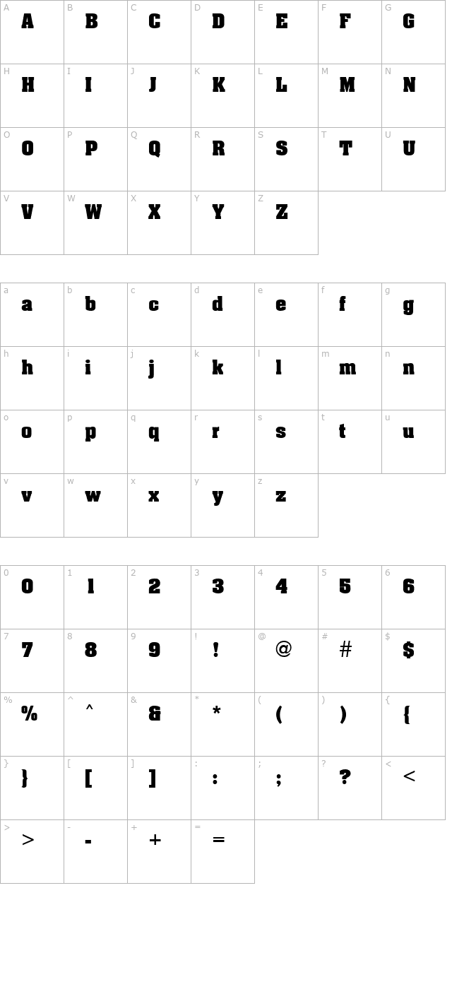 qtatchen-regular character map