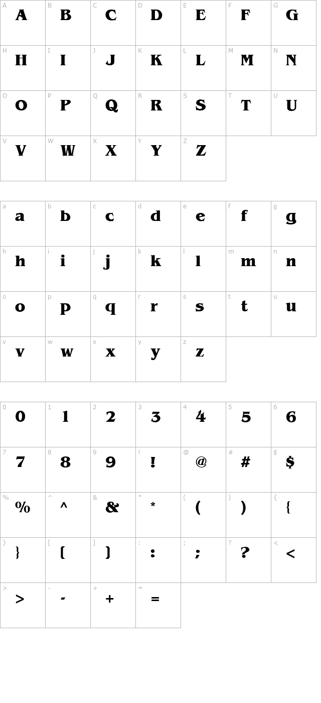 qtbengal-bold character map