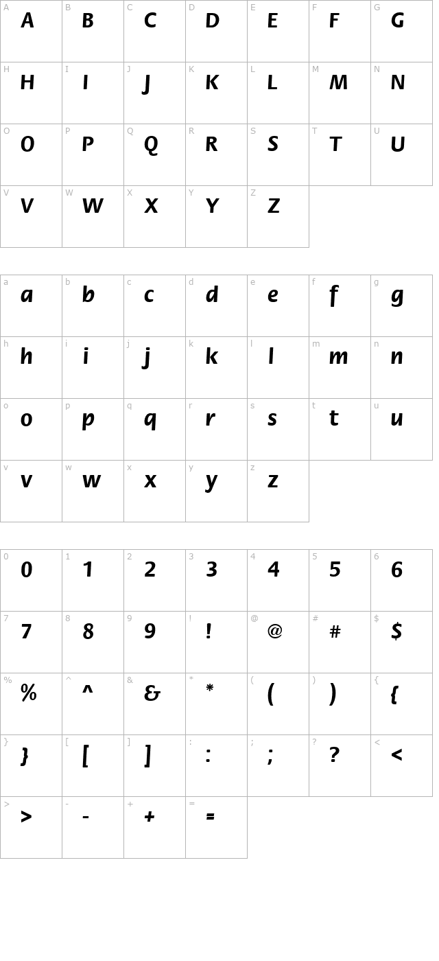 QTFloraline Bold character map