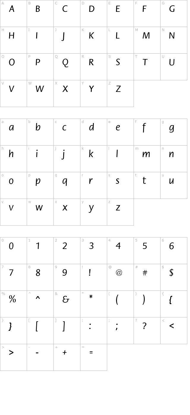 QTFloraline Regular character map