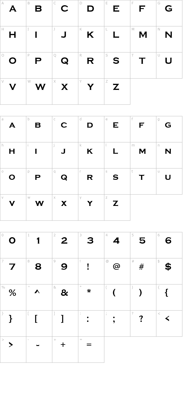 qtgraveure-bold character map