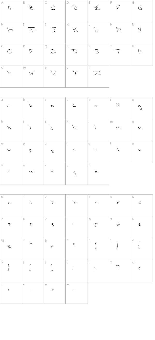 qthandwriting-regular character map