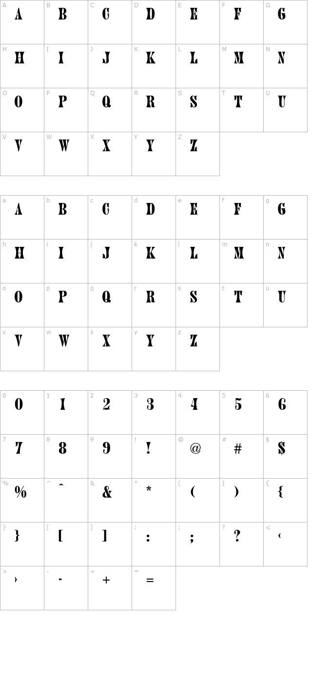 qtjupiter-regular character map