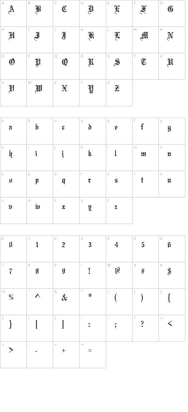 qtlinoscroll-regular character map