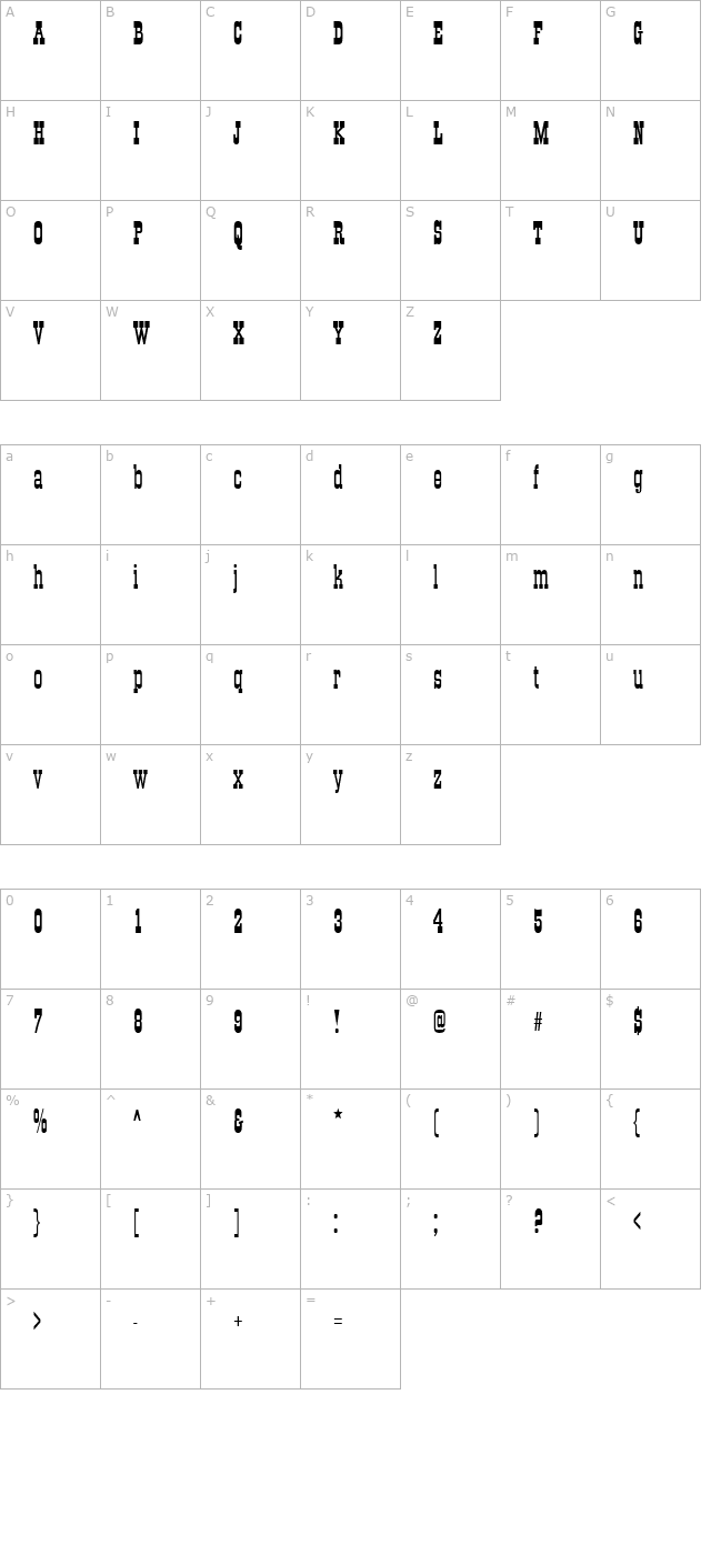 QTOKCorral-Cnd Regular character map